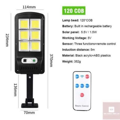 Đèn LED Năng Lượng Mặt Trời Cảm Biến Chuyển Động – Đèn Treo Tường Ngoài Trời Chống Nước, Có Remote Điều Khiển