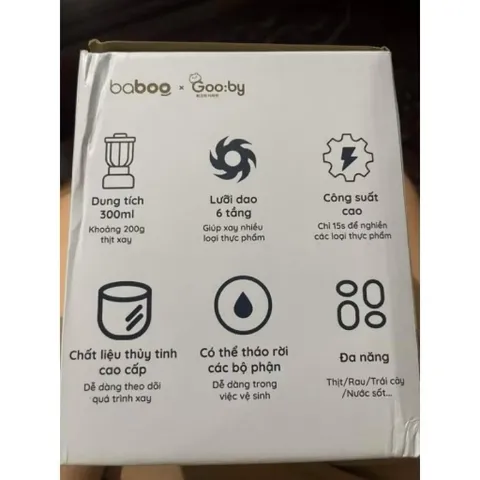 Máy Xay Thịt Đa Năng Goooby Cối Inox 304 Cao Cấp - Dung Tích 0.3L, Lưỡi Dao Kép Siêu Bén, Xay Nhuyễn Mọi Thực Phẩm
