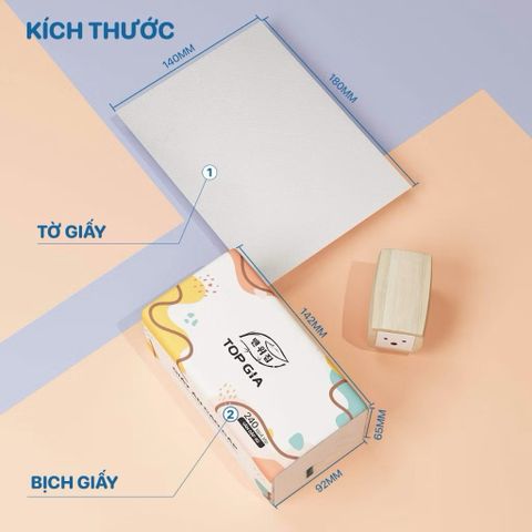 Khăn Giấy Rút Top Gia Gói 240 Tờ Giấy - Giấy Ăn Top Gia Mềm Mịn, Thấm Hút Tốt