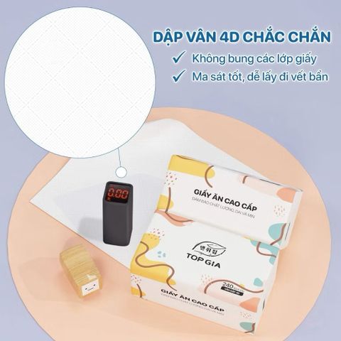 Khăn Giấy Rút Top Gia Gói 240 Tờ Giấy - Giấy Ăn Top Gia Mềm Mịn, Thấm Hút Tốt