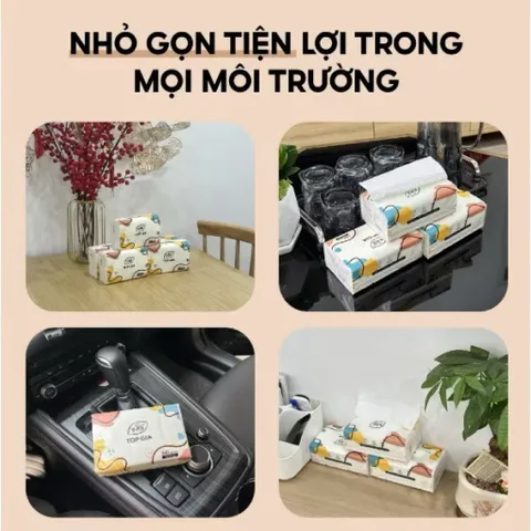 Khăn Giấy Rút Top Gia Gói 240 Tờ Giấy - Giấy Ăn Top Gia Mềm Mịn, Thấm Hút Tốt