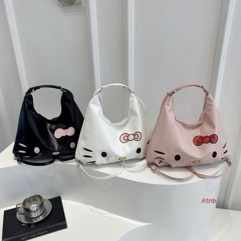 Túi Đeo Vai Hello Kitty Y2K Cao Cấp - Túi Kẹp Nách Nữ Hàn Quốc Da Mềm Phối Nơ Đáng Yêu (3 Màu) - Túi Xách Nữ Đi Học