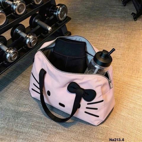 Túi Xách Du Lịch Hello Kitty Hồng Pastel - Túi Đựng Đồ Cá Nhân Cỡ Lớn, Có Quai Gài Vali Tiện Lợi