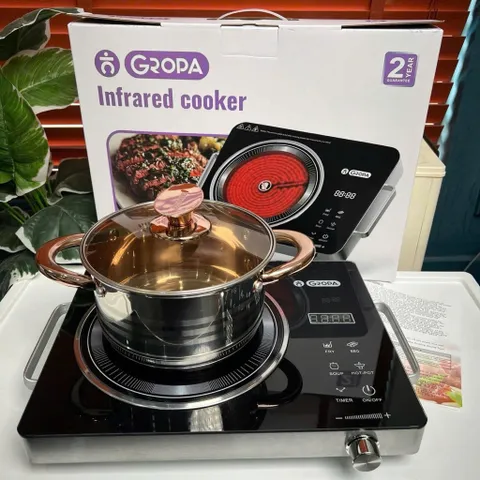Bếp Hồng Ngoại Gropa 2200W Cao Cấp - Không Kén Nồi, Mặt Kính Cường Lực, Cảm Ứng Nhạy (Hàng Chính Hãng)