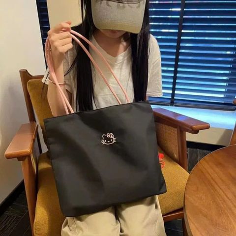 Túi Tote Vải Dù Hello Kitty Y2K - Túi Xách Đeo Vai Nữ Canvas Chống Thấm Phối Quai Hồng Cao Cấp