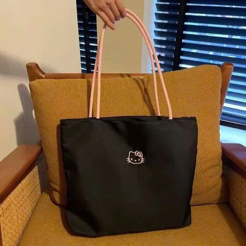 Túi Tote Vải Dù Hello Kitty Y2K - Túi Xách Đeo Vai Nữ Canvas Chống Thấm Phối Quai Hồng Cao Cấp