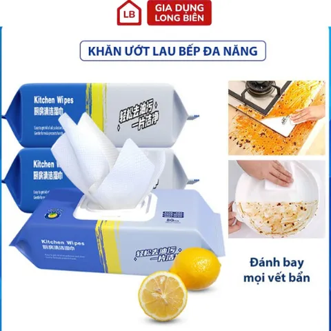 Giấy ướt lau bếp 80 tờ - Siêu sạch, Không độc hại, Bản to