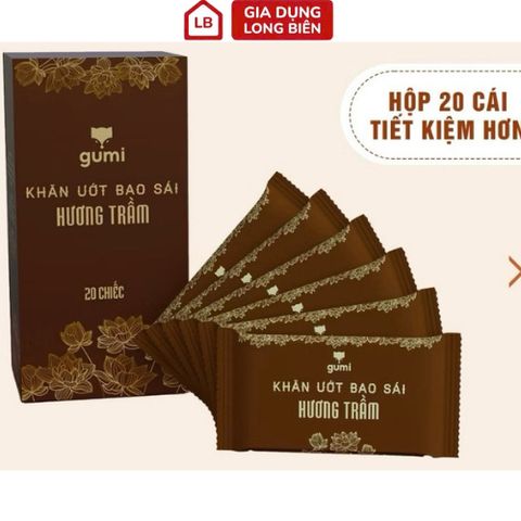 Hộp 20 Gói Khăn Ướt Gumi Lau Bàn Thờ - Giấy Ướt Hương Trầm Tự Nhiên, Tiện Lợi và Sạch Sẽ