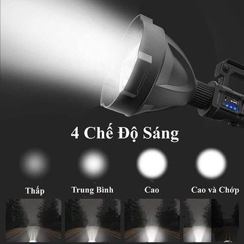 Đèn pin cầm tay siêu sáng chiếu xa 500m chống thấm Pin Trâu , Chông Nước , 3 Chế Độ