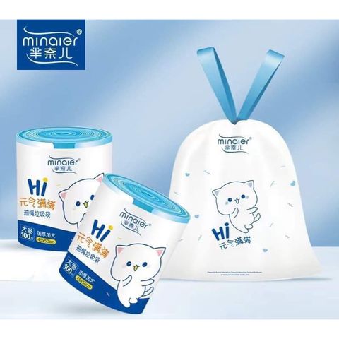 Combo 100 túi rác siêu dai có quai cầm hình gấu