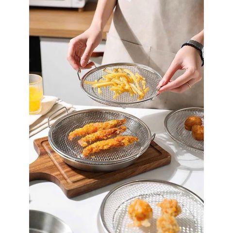 Khay Inox Kèm Vỉ Lưới Chất Liệu Inox Size 20cm - Tiện Lợi Cho Mọi Món Nướng