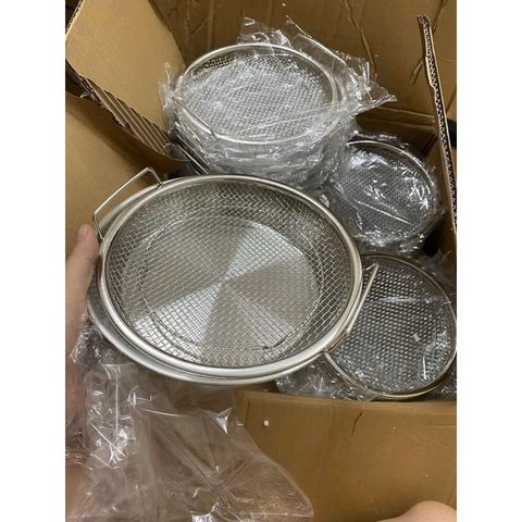 Khay Inox Kèm Vỉ Lưới Chất Liệu Inox Size 20cm - Tiện Lợi Cho Mọi Món Nướng