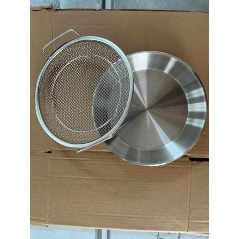 Khay Inox Kèm Vỉ Lưới Chất Liệu Inox Size 20cm - Tiện Lợi Cho Mọi Món Nướng