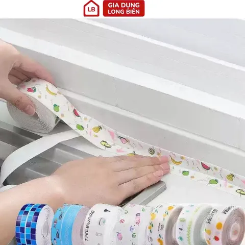Băng Dính Dán Viền Toilet & Bồn Rửa Chén Hoa Văn Chống Thấm Nước PVC