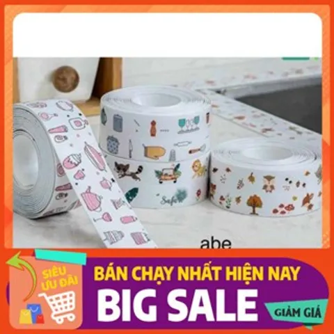 Băng Dính Dán Viền Toilet & Bồn Rửa Chén Hoa Văn Chống Thấm Nước PVC