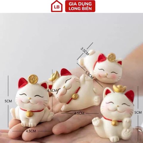 Set 4 Chú Mèo Thần Tài Trang Trí - Mang May Mắn & Tài Lộc Đến Gia Đình