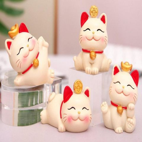 Set 4 Chú Mèo Thần Tài Trang Trí - Mang May Mắn & Tài Lộc Đến Gia Đình