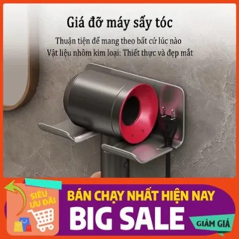 Giá Treo Máy Sấy Tóc Dán Tường - Kệ Đỡ Đa Năng Tiện Lợi Cho Nhà Tắm