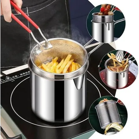Nồi Chiên Ngập Dầu Có Tay Cầm Kèm Rổ Lọc - Chất Liệu Thép Không Gỉ, Tiện Lợi