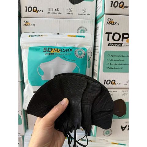 [Hộp 100 Cái] Khẩu Trang 5D Topgia 4 Lớp – Form 3D, Kháng Khuẩn, Dây Êm, Nhiều Màu