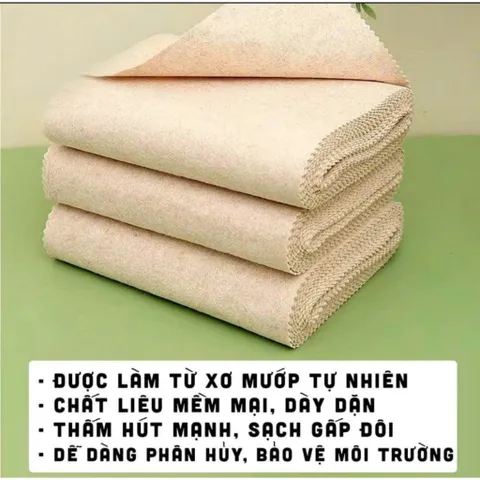 Combo Khăn Lau Bếp Xơ Mướp Tự Nhiên 5 Mét - Đa Năng, Thấm Hút Tốt, Không Gây Trầy Xước