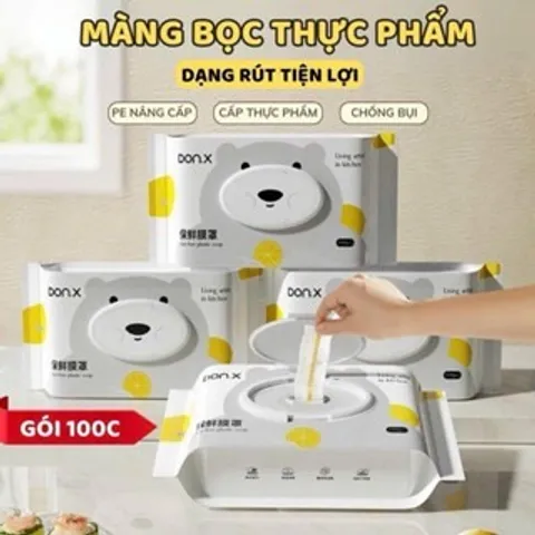 Màng Bọc Thực Phẩm Gấu Túi Rút Tiện Lợi - Combo 100 Chiếc An Toàn và Dễ Dùng
