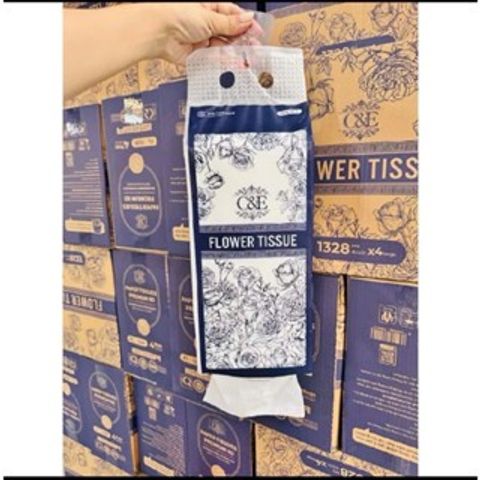 Giấy Rút Treo Tường 5312 Tờ 4 Lớp C&E FLOWER TISSUE - Cao Cấp và Tiện Lợi