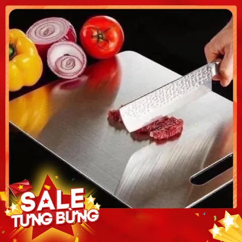 Thớt Inox 304 Cao Cấp 2in1 Chống Mùn, Dễ Vệ Sinh, Size 25x35cm
