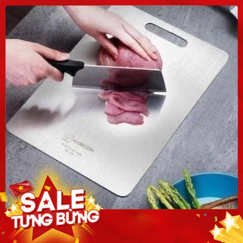 Thớt Inox 304 Cao Cấp 2in1 Chống Mùn, Dễ Vệ Sinh, Size 25x35cm