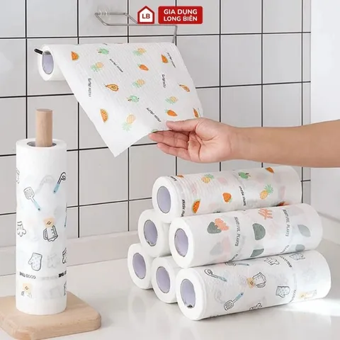 Cuộn khăn lau đa năng màu trăng, giấy lau bếp 50 tờ tiện lợi, tiết kiệm có thể giặt để tái sử dụng