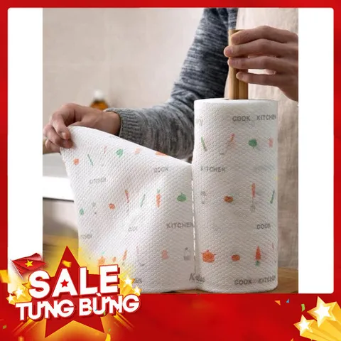 Cuộn khăn lau đa năng màu trăng, giấy lau bếp 50 tờ tiện lợi, tiết kiệm có thể giặt để tái sử dụng
