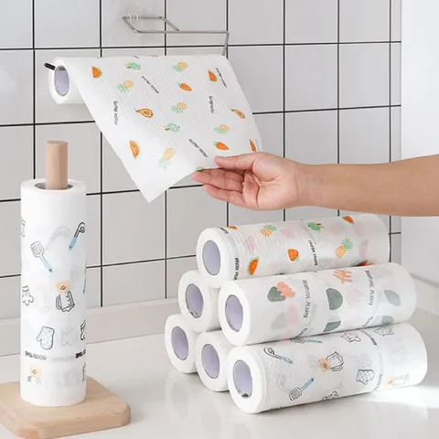 Cuộn khăn lau đa năng màu trăng, giấy lau bếp 50 tờ tiện lợi, tiết kiệm có thể giặt để tái sử dụng