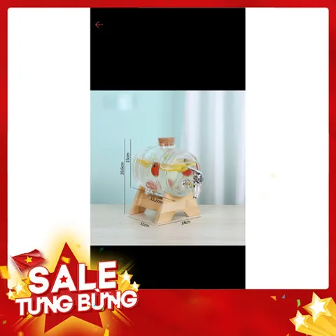 Bình thủy tinh đựng nước có vòi tặng kèm chân gỗ