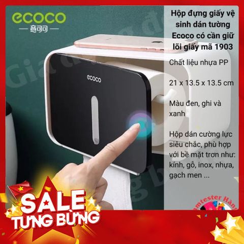 Hộp Đựng Giấy Vệ Sinh Ecoco Hình Chữ Nhật - Kèm Miếng Dán Cực Chắc