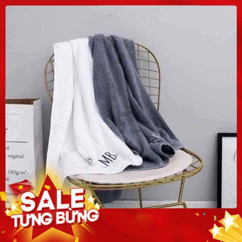 Khăn tắm ngày tháng 70x140 cm thêu logo 12 tháng, chất khăn bông mềm mịn , thấm hút mồ hôi cực tốt