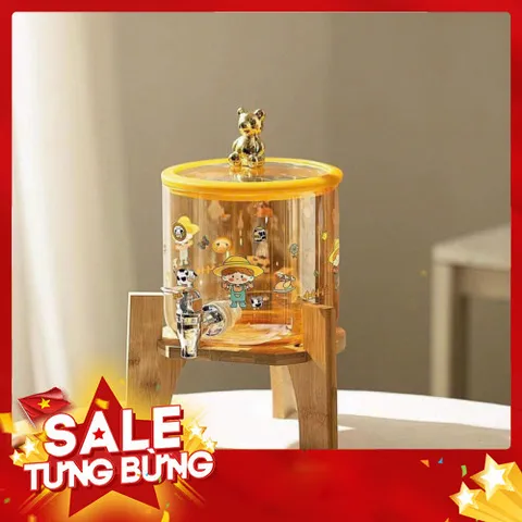 Bình Thuỷ Tinh Hổ Phách Có Vòi - Tặng Kèm Giá Đỡ Dung Tích 3,6 Lít