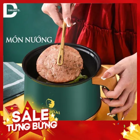 Nồi lẩu điện đa năng 18cm chống dính kèm vỉ hấp inox