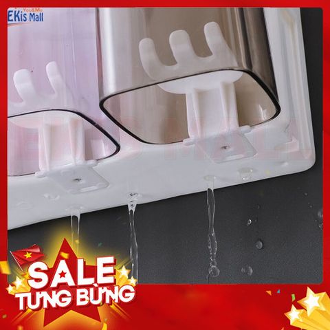 Giá Để Bàn Chải Dán Tường Kèm Nhả Kem Đánh Răng Tự Động - Tặng Kèm 3 Cốc Tiện Lợi