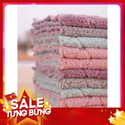 Combo 10 Khăn Lau Bếp Đa Năng Tiện Lợi Khăn Lau Tay 2 Mặt Siêu Thấm Lau Bát Lau Chén Đĩa