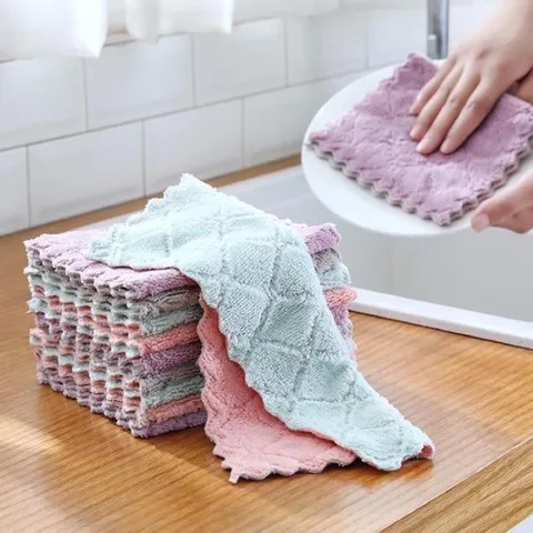 Combo 10 Khăn Lau Bếp Đa Năng Tiện Lợi Khăn Lau Tay 2 Mặt Siêu Thấm Lau Bát Lau Chén Đĩa