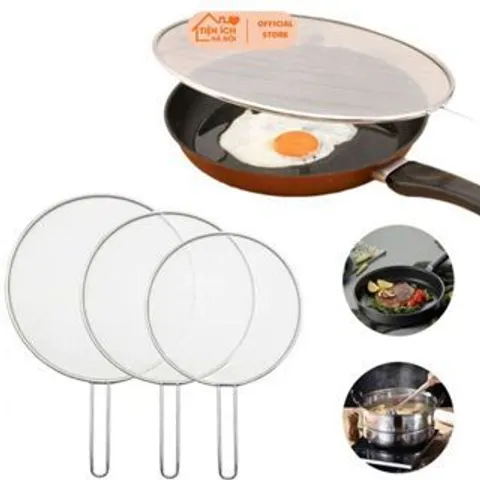 Nắp Chảo Chống Mỡ Bắn Size 28cm - Inox Dạng Lưới Chắc Chắn, Ngăn Dầu Mỡ Bắn Tung Tóe