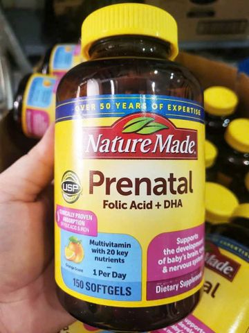 Vitamin Tổng Hợp cho Mẹ Bầu Nature Made Prenatal Folic Acid + DHA 150 viên - Hỗ Trợ Phát Triển Toàn Diện cho Mẹ & Thai Nhi - S/P Chuẩn Mỹ
