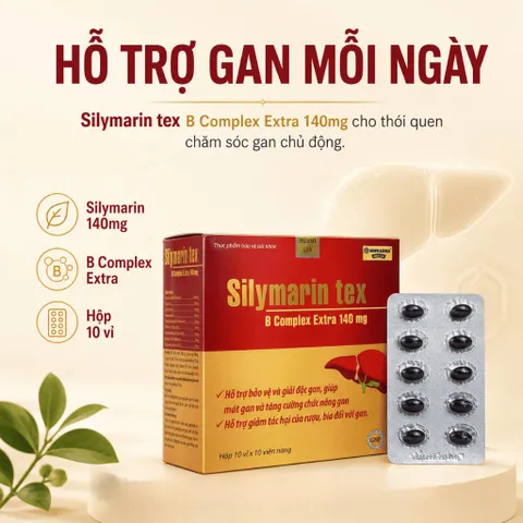 (Đỏ) Viên uống SILYMARIN TEX ĐỎ 100V tốt cho gan, bồi bổ gan, bảo vệ và giải độc gan, làm mát gan