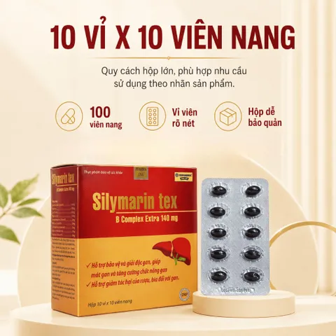 (Đỏ) Viên uống SILYMARIN TEX ĐỎ 100V tốt cho gan, bồi bổ gan, bảo vệ và giải độc gan, làm mát gan