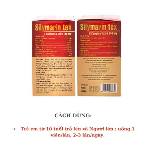 Viên Uống Silymarin Tex Đỏ 100 Viên – Hỗ Trợ Chức Năng Gan, Hỗ Trợ Giảm Men Gan