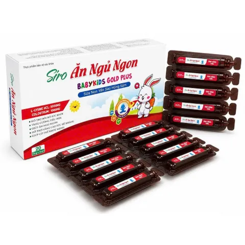 siro ăn ngủ ngon baby kids gold plus ăn ngon hỗ trợ bé ăn ngon ngủ tốt bé thông minh tăng đề kháng hộp 20 ống