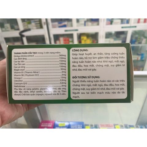 GINKOMEGA 3 Q10 Giúp hoạt huyết dưỡng não, an thần tạo giấc ngủ sâu, đau mỏi vai gáy hộp 100 viên