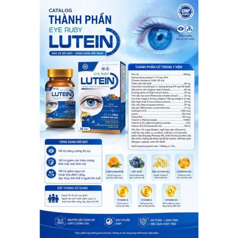 Viên uống bổ mắt Eye Ruby Lutein Omekid Tobe DHA Zeaxanthin (Hộp 30 viên) Hỗ trợ giúp tăng cường thị lực