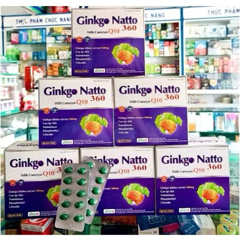 hoạt huyết dưỡng não ginkgo natto 360 giảm đau đầu chóng mặt, khó ngủ, hộp 100 viên, hàng date mới
