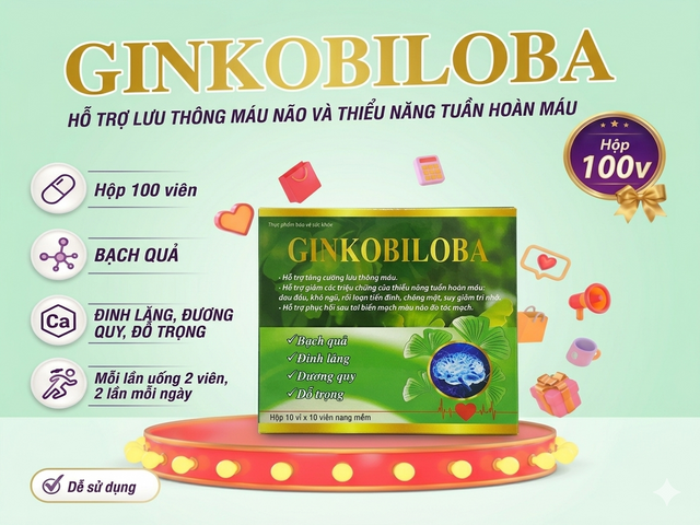 Ginkobiloba Hỗ Trợ Lưu Thông Tuần Hoàn Não- Hộp 100 viên
